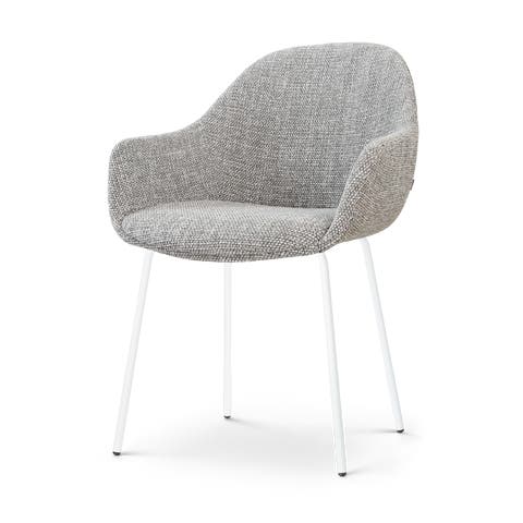 Nora-Mae eetkamerstoel grijs blend - wit onderstel