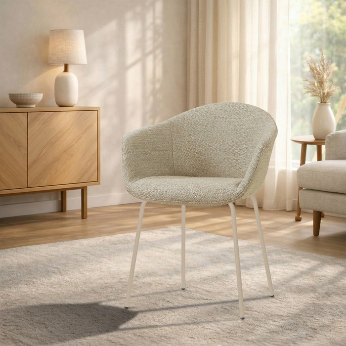 Nora-Otis eetkamerstoel taupe melange - beige onderstel - armstoel - comfortabel - japandi