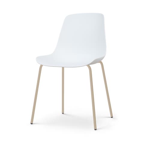 Nora-Pip eetkamerstoel wit - beige onderstel