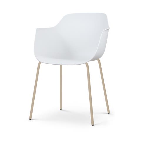 Nora-Puk eetkamerstoel wit - beige onderstel