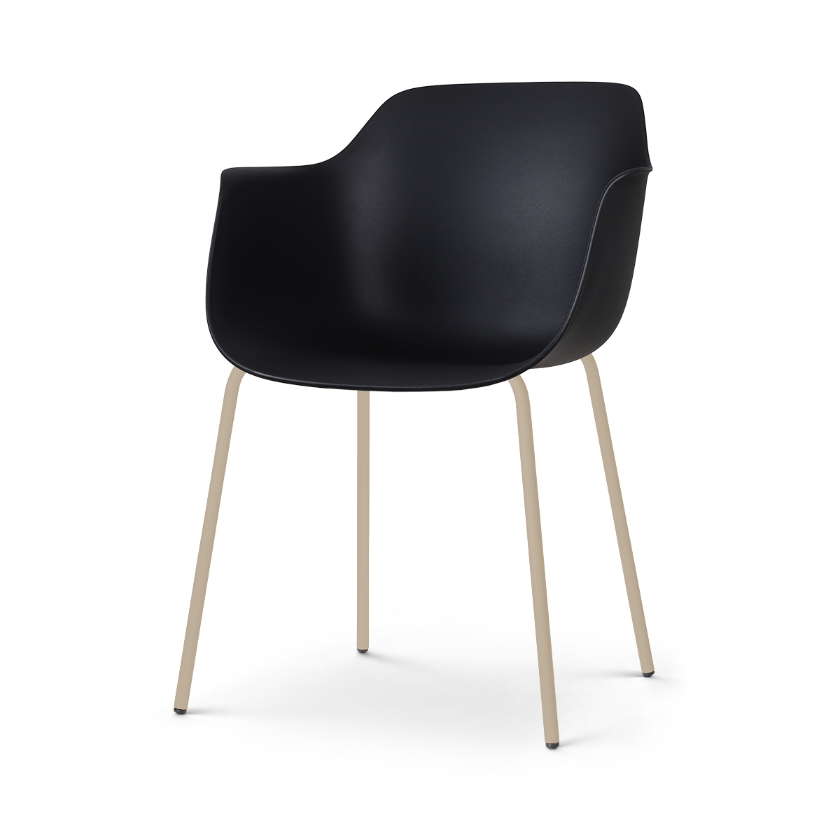 Nora-Puk eetkamerstoel zwart - beige onderstel