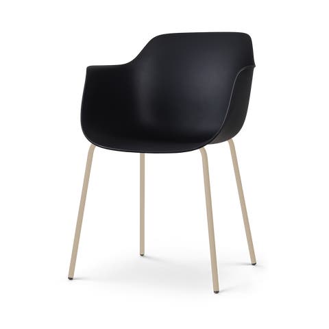 Nora-Puk eetkamerstoel zwart - beige onderstel
