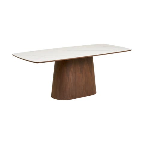 Nour houten eettafel met keramiek blad donkerbruin - 200 x 90 cm