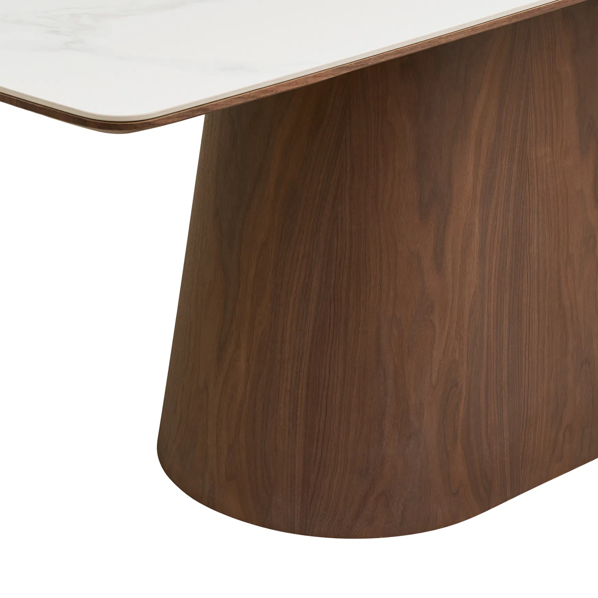 Detail onderstel Nour houten eettafel met keramiek blad donkerbruin - 200 x 90 cm