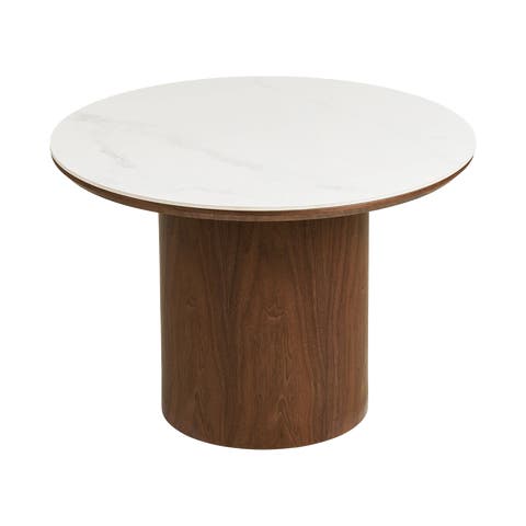 Nour houten salontafel met keramiek blad donkerbruin - Ø60