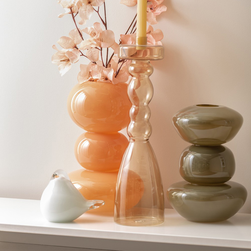 Bubbles glazen vaas - Medium - Donkergroen - hoge - groene - mooie - bloemen - moderne - donkergroen