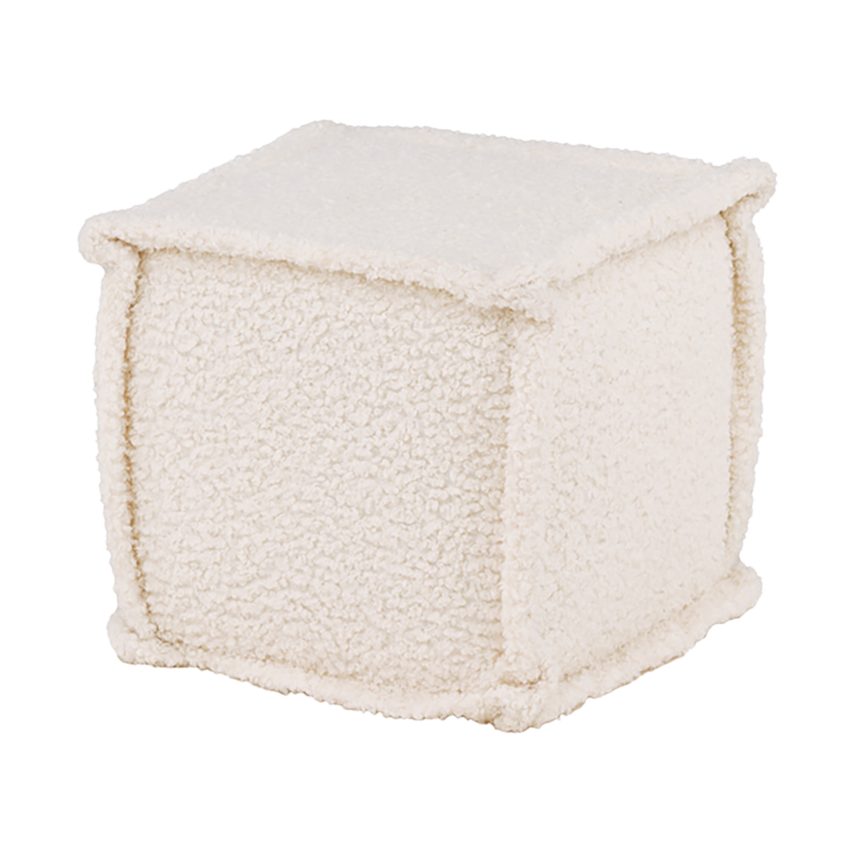 Quinty bouclé poef wit - 40 x 40 cm