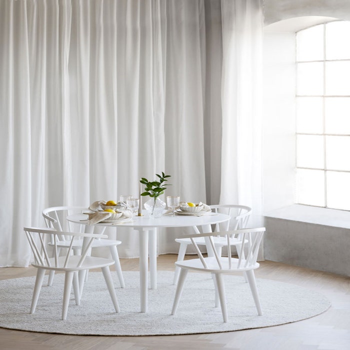Lotta houten eettafel wit - Ø 106 cm - eetkamertafel - keukentafel - kleine - 4 persoons - scandinavisch - voor kleine ruimte