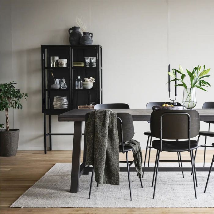 Marshall houten vitrinekast zwart - 85 x 160 cm - wandkast - buffetkast - opbergkast