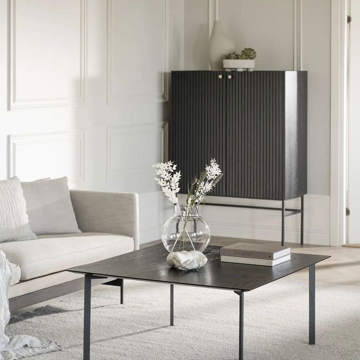 Halifax houten opbergkast zwart - 140 x 100 cm - kast - boekenkast - met deuren - scandinavisch