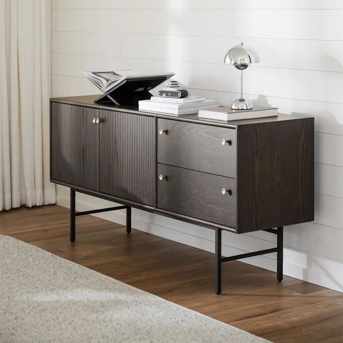 Clearbrook houten dressoir walnoot - 160 x 42 cm - dark oak - sideboard - opbergkast