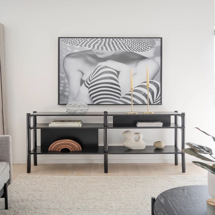 Holton houten wandkast zwart - 140 x 81 cm - scandinavisch