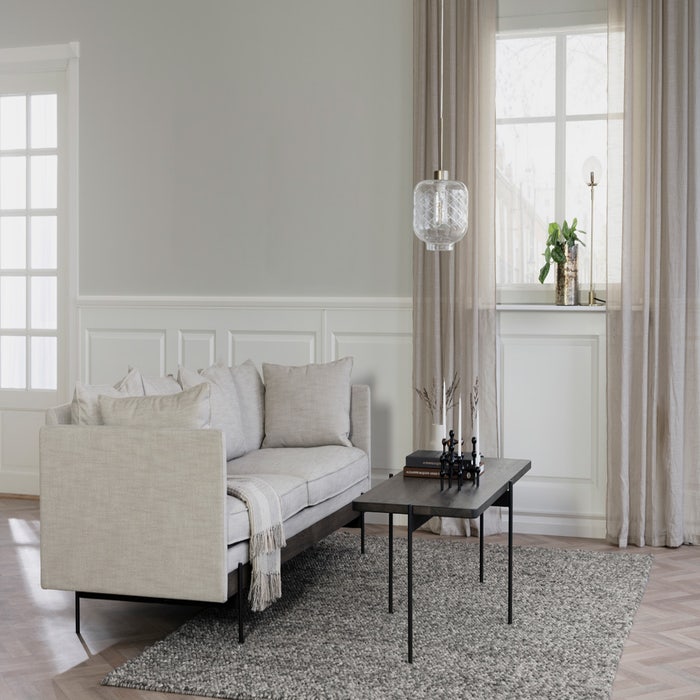 Shelton gestoffeerde 3 zitsbank beige - 218 cm - bank - hout - crème - scandinavische