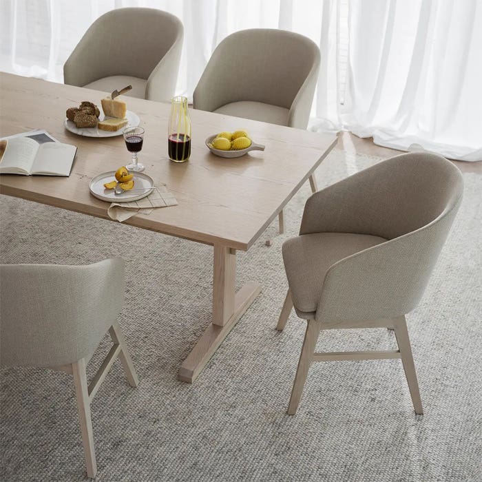 Westville houten verlengbare eettafel whitewash - 240 x 95 cm - eetkamertafel - eiken - 6 personen - 8 personen - rechthoekig - lange