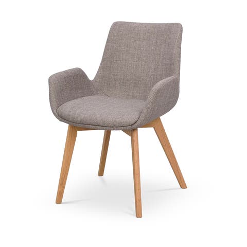 Drimsdale gestoffeerde eetkamerstoel grijs - eikenhouten onderstel