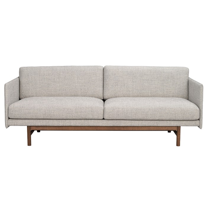 Hammond gestoffeerde 3 zitsbank grijs - bruin onderstel - 212 cm - bank - stof - eiken - houten poten - donkerbruin