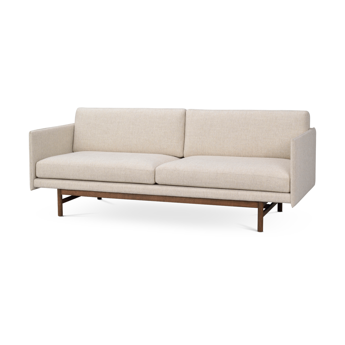 Hammond gestoffeerde 3 zitsbank beige - bruin onderstel - 212 cm