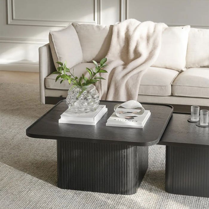 Sullivan houten salontafel zwart - 80 x 80 cm - koffietafel - moderne - laag - scandinavisch - woonkamer