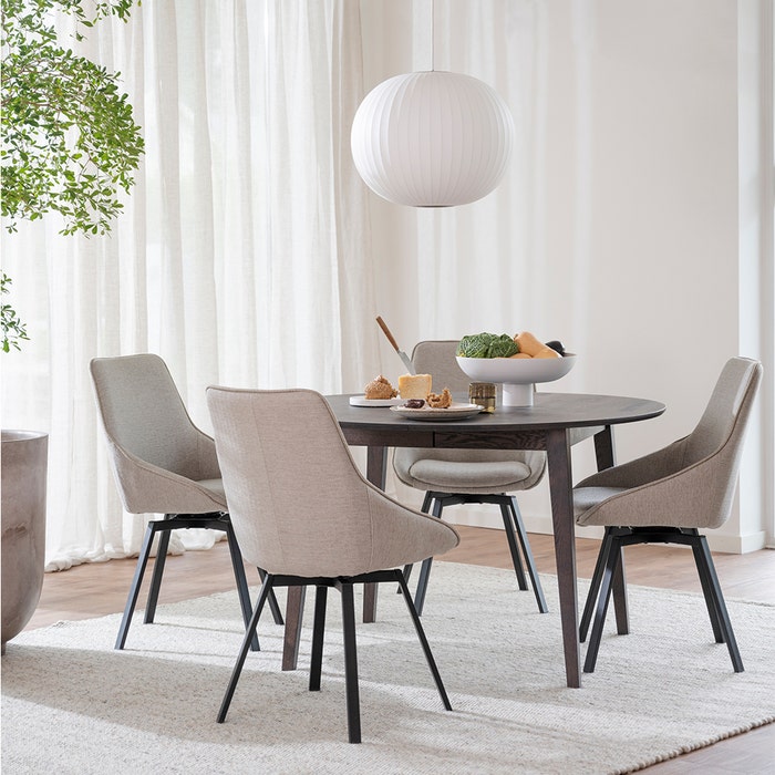 Alison draaibare eetkamerstoel beige - set van 2 - stoel - metaal - stof - créme