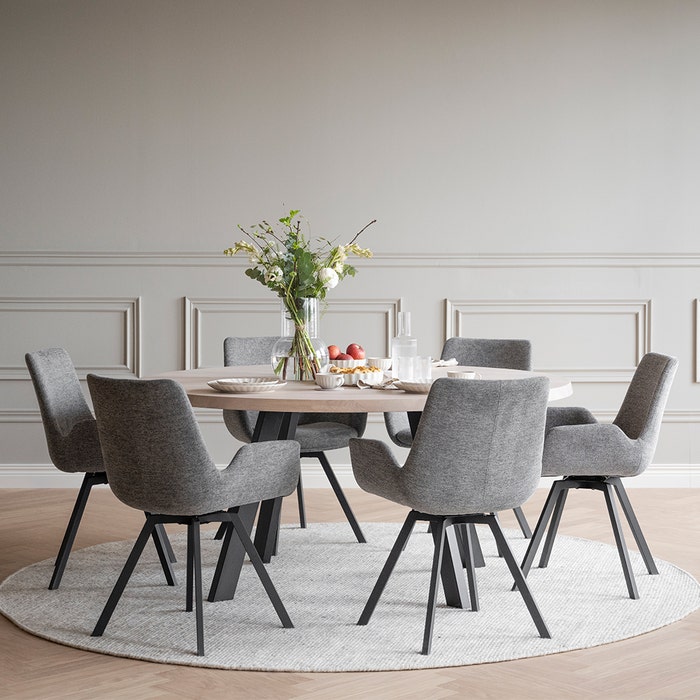 Fred houten eettafel whitewash - Ø160 cm - eetkamertafel - 6 persoons - 8 persoons - scandinavisch - metalen poten