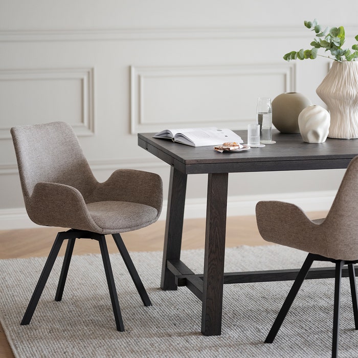 Brooklyn verlengbare houten eettafel donker eiken - 220 x 95 cm - eetkamertafel - 6 persoons - 8 persoons - massief eiken - japandi - scandinavisch -bruin - lange - verlengbare