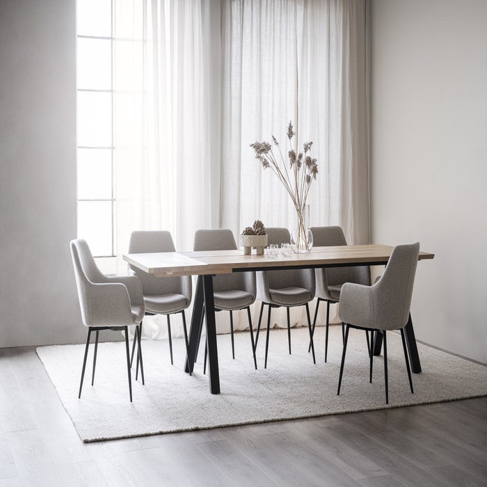 Reily eetkamerstoel beige - zwart onderstel - set van 2 - stoel - landelijk - eettafelstoel - zwart - modern - scandinavisch - met armleuning