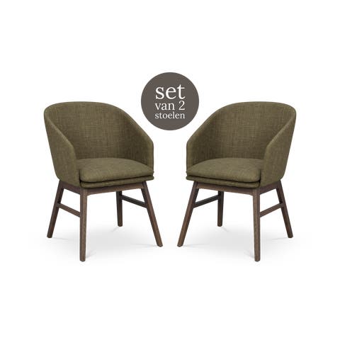 Windham eetkamerstoel groen - donker eiken onderstel - set van 2