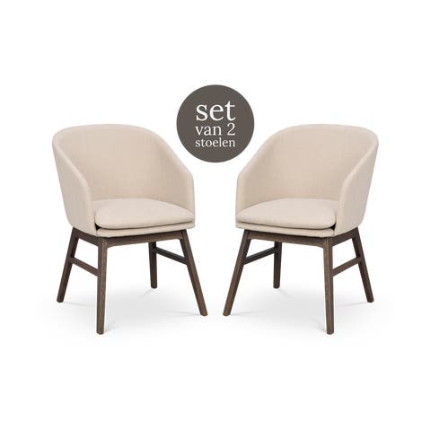 Windham eetkamerstoel beige - donker eiken onderstel - set van 2