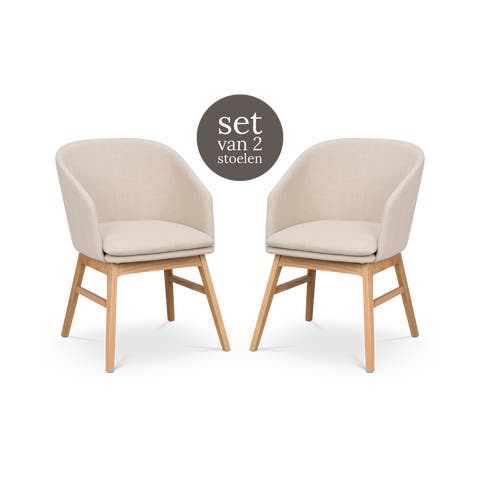 Windham eetkamerstoel beige - naturel eiken onderstel - set van 2