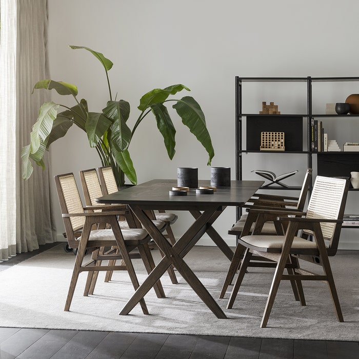 Calverton verlengbare houten eettafel donker eiken - 230 x 95 cm - tafel - eetkamertafel - eiken - zespersoons - verlengbaar - donkerbruin