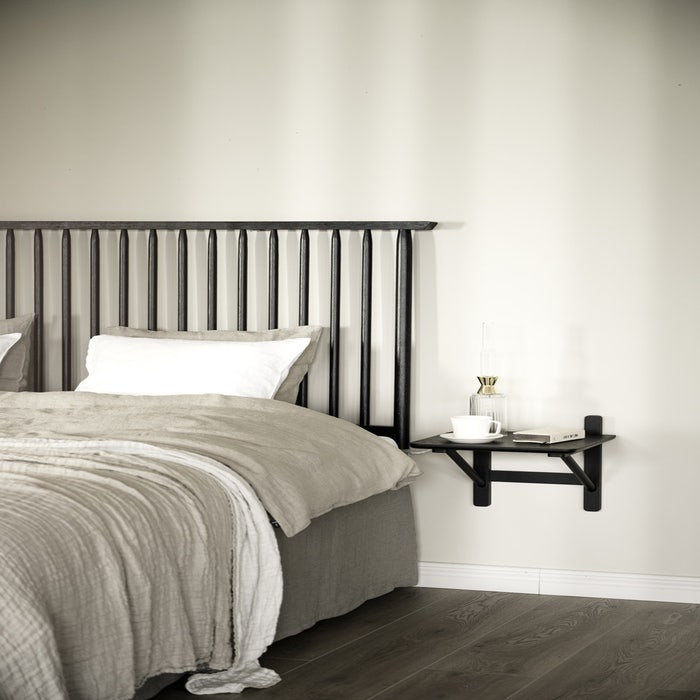 Camrose houten nachtkastje zwart - zwevend - hangend - eiken - klein - scandinavisch - eikenhout - 40 cm breed - aan de muur - wand