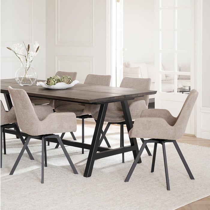Carradale verlengbare houten eettafel donker eiken - 220 x 100 cm  - tafel - eetkamertafel - eiken - 8 persoons - rechthoekig - japandi - donkerbruin - bruin - lange
