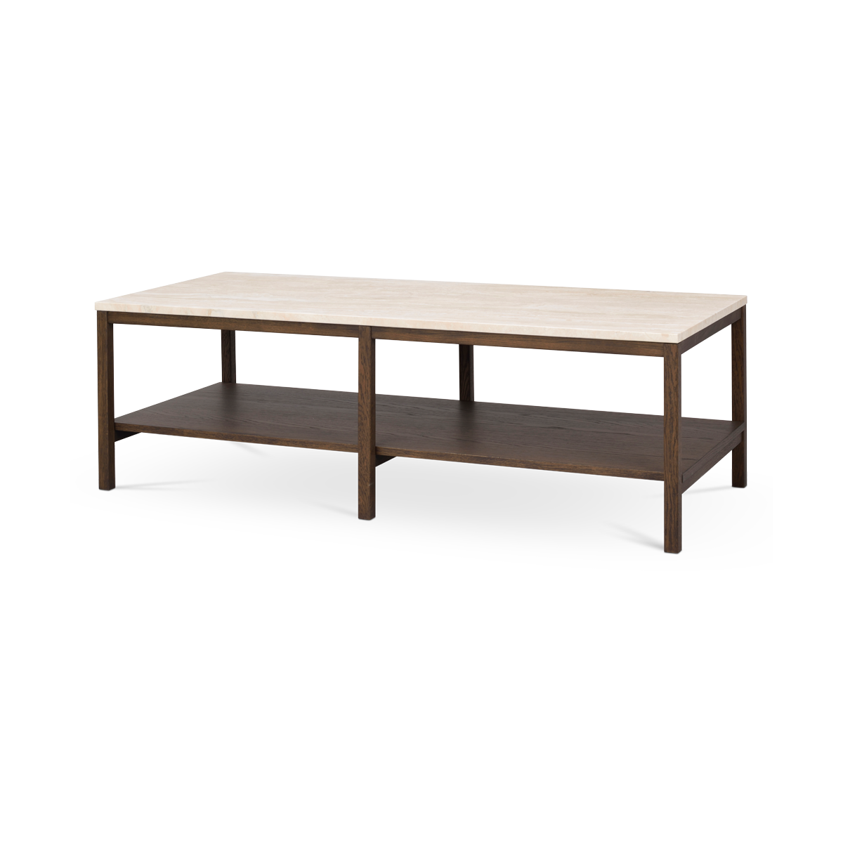 Orwel salontafel met travertin tafelblad donker eiken - 140 cm