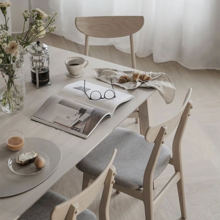 Filippa verlengbare houten eettafel whitewash - 140 x 90 cm - eetkamertafel - hout - kleine - 4 persoons - rechthoekig - scandinavisch - verlengbaar - licht eiken