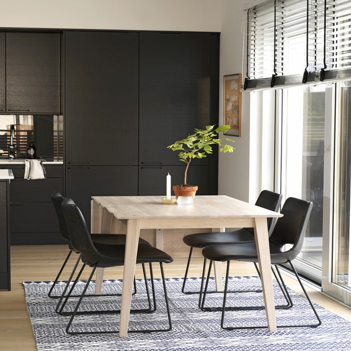 Filippa verlengbare houten eettafel whitewash - 120 x 80 cm - eetkamertafel - hout - kleine - 4 persoons - rechthoekig - scandinavisch - verlengbaar - licht eiken