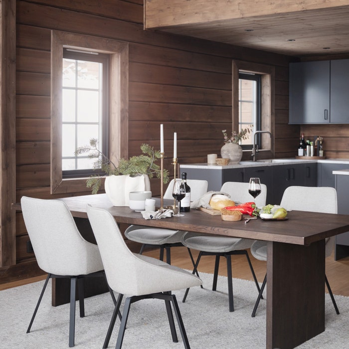 Emmett houten eettafel donker eiken - 240 x 95 cm - tafel - eetkamertafel - eikenhout - 8 persoons - rechthoekig - japandi - donkerbruine - lange