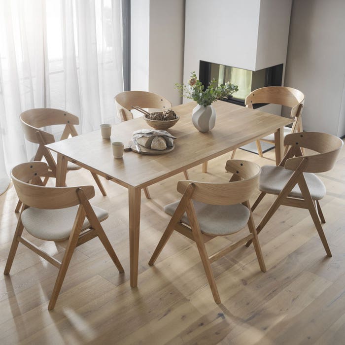 Waterton houten eetkamerstoel beige  - stoel - eettafelstoel - eiken - zonder armleuning