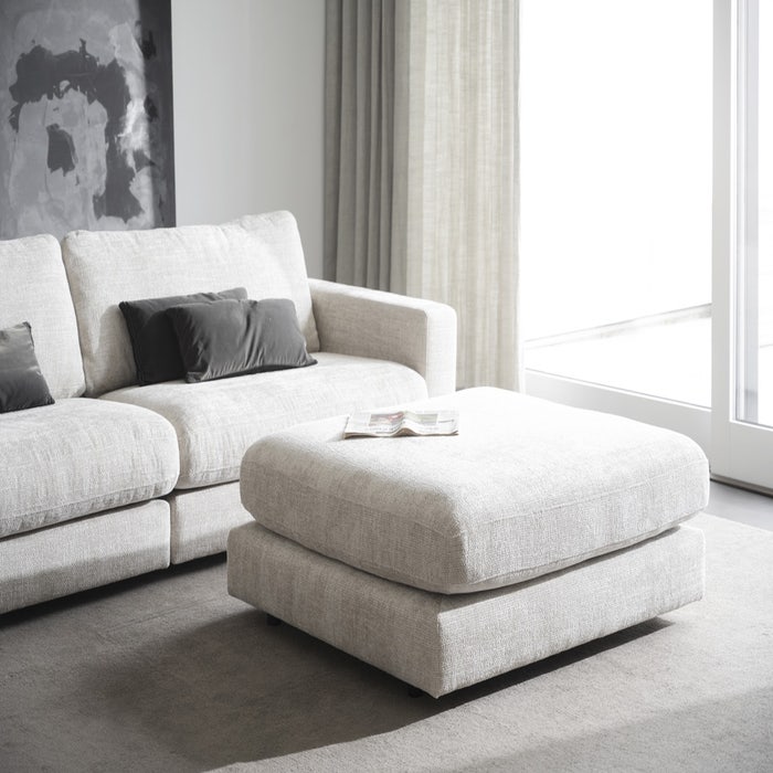 Duncan hocker lichtgrijs/beige - 112 cm - poef - grijze - groot - als salontafel - 40 cm hoog - kopen