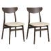 Rodham houten eetkamerstoel donker eiken - gestoffeerde zitting beige - set van 2