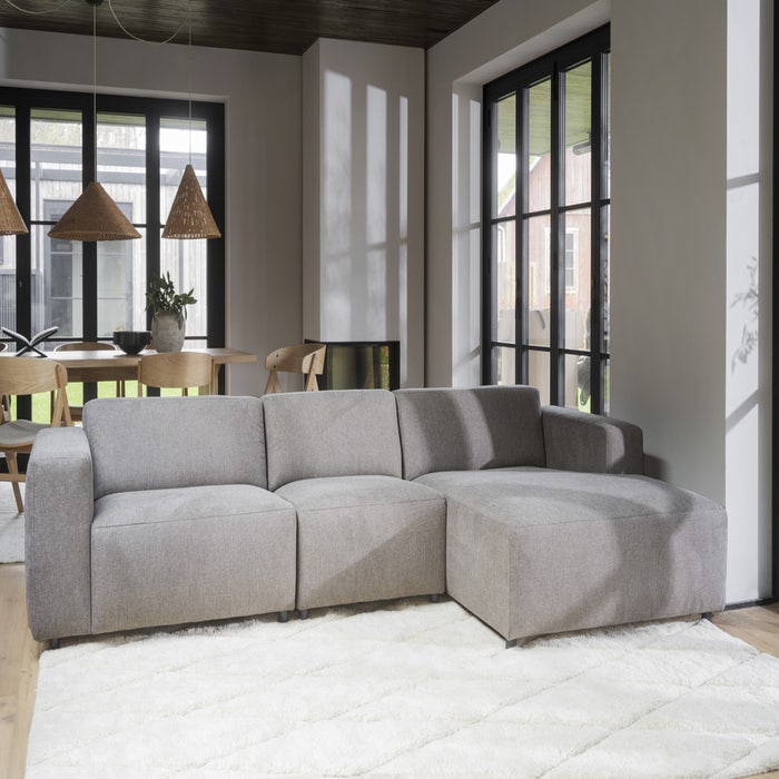 Willard gestoffeerde 4-zits hoekbank beige - rechts - 312 cm - zitbank - grote - mooie - bankstel - groot - lounge - met chaise longue - stoffen - landelijke - moderne - taupe - zandkleur