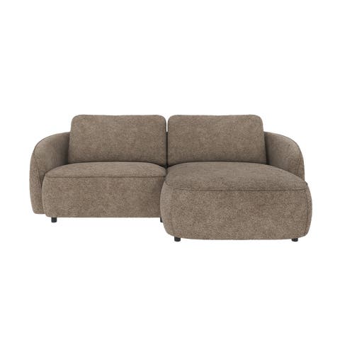 Norris gestoffeerde 3-zits hoekbank bruin - rechts - 226 cm