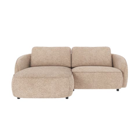 Norris gestoffeerde 3-zits hoekbank beige - links - 226 cm