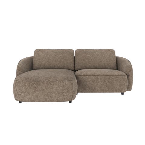 Norris gestoffeerde 3-zits hoekbank bruin - links - 226 cm