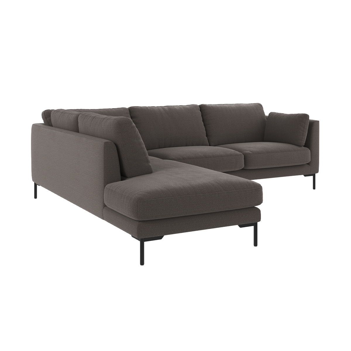 Corwin gestoffeerde hoekbank antraciet - links - 266 cm - bankstel - stof - zwart - scandinavisch