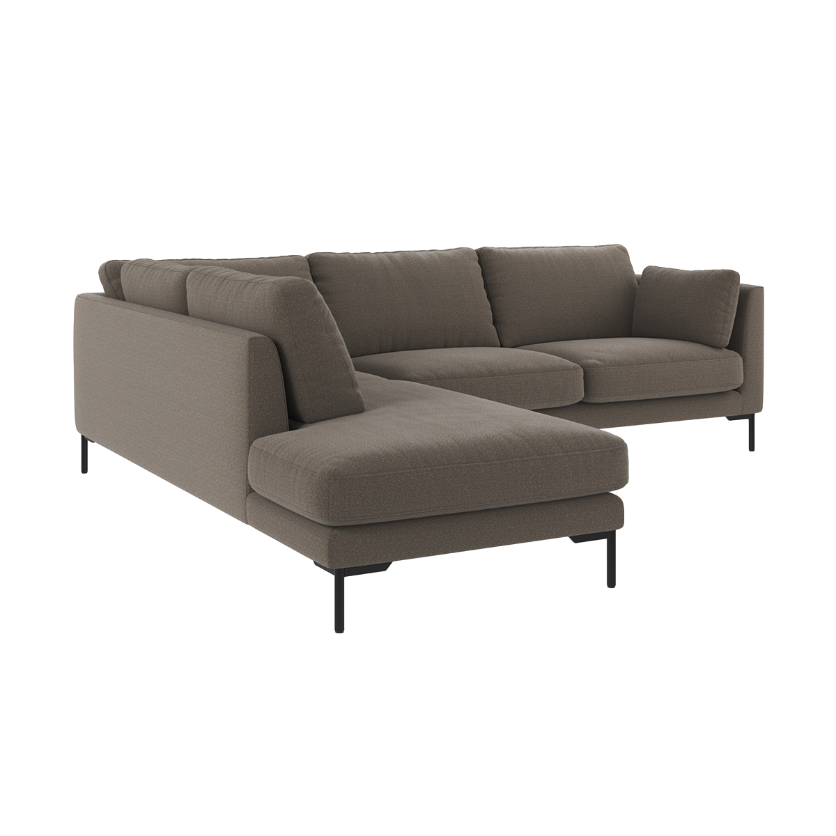 Corwin gestoffeerde hoekbank grijs - links - 266 cm - bankstel - stof - zandkleur - scandinavisch