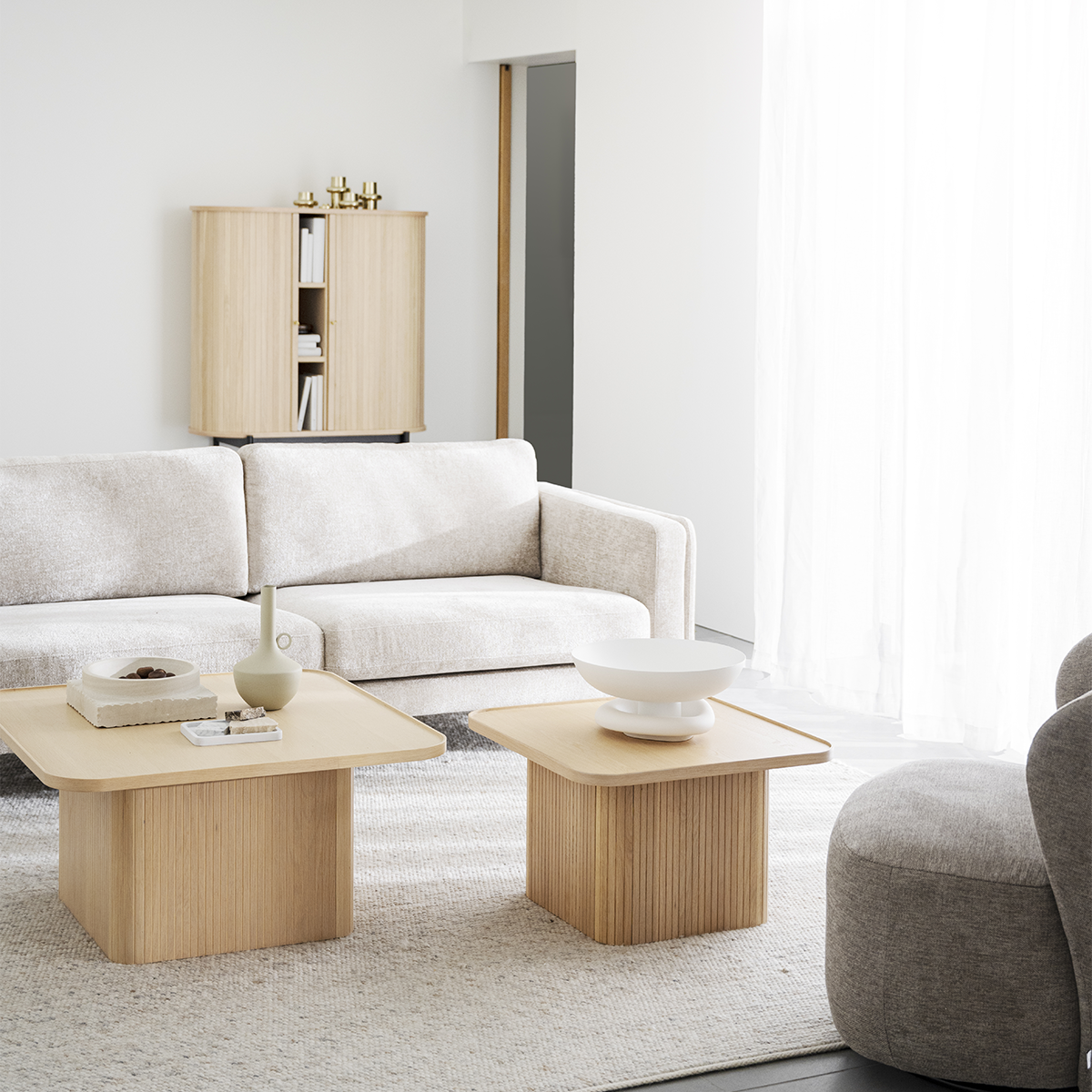 Braden gestoffeerde 3-zitsbank beige met houten poten - 216 cm bankstel - kopen - relax - comfortabel