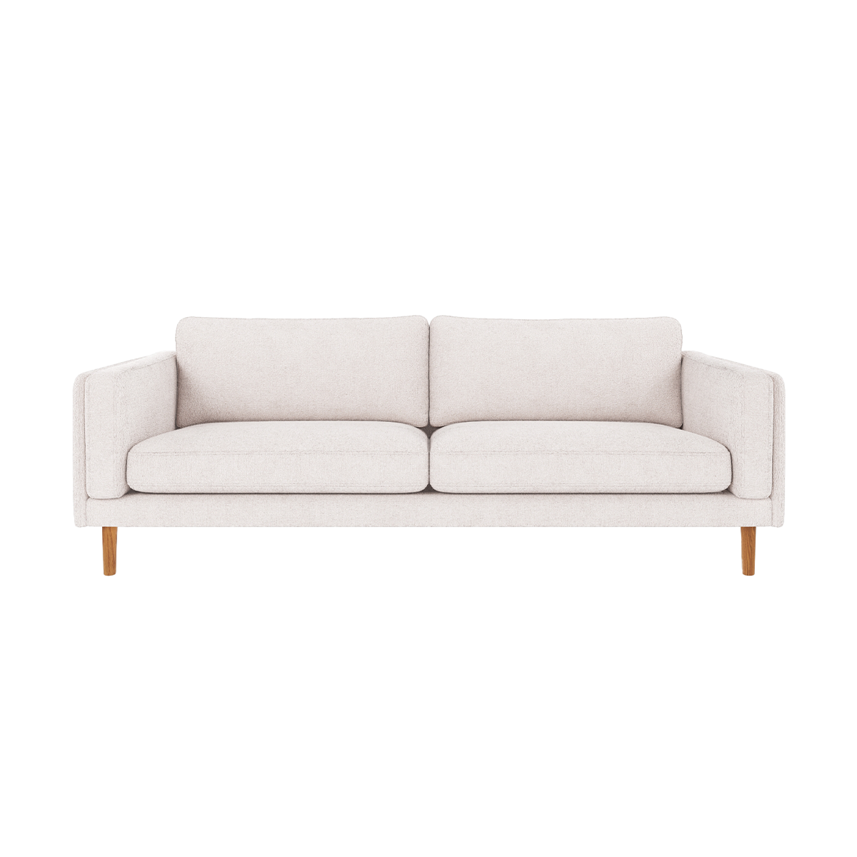 Braden gestoffeerde 3-zitsbank wit met houten poten - 216 cm