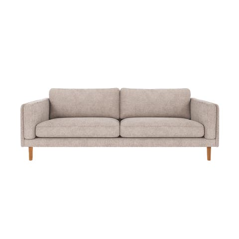 Braden gestoffeerde 3-zitsbank lichtgrijs met houten poten - 216 cm