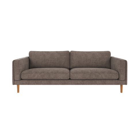 Braden gestoffeerde 3-zitsbank donkergrijs met houten poten - 216 cm