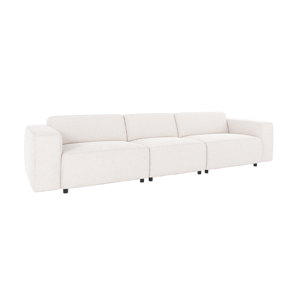 Willard gestoffeerde 4 zitsbank wit - 314 cm - bankstel - stof - créme